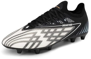 DREAM PAIRS Chaussures de Football pour Hommes Durable Crampons de Football à Lacets,Size 41,Noir Blanc,SDSS2406M-E