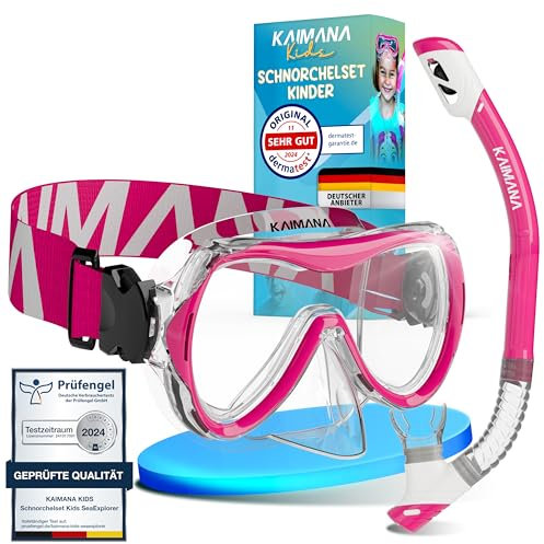 Das Neue KAIMANA® SeaExplorer Schnorchelset Kinder + Tragetasche, Taucherbrille mit Schnorchel, Taucherbrille Kinder, Alternative zur Schnorchelmaske Kinder, Taucherbrille mit Stoffband/Silikonband