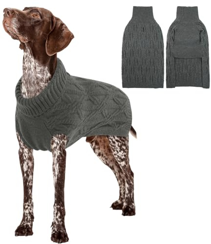 Rollkragenpullover Hund, Katzenpullover Weicher Strickwolle Winter Pullover Gestrickt Mantel Kleidung für Katzen Hunde Hundejacke Große Hunde Dog Jumper(Grau, 2XL)