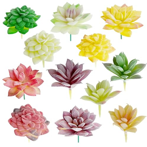 Woohome 12 Pz Plantas Suculentas Artificiais, Plástico Plantas Decorativas Suculentas Faux Suculentas, Suculentas Artificiales para Decoraciones Paisaje Casa Bricolaje