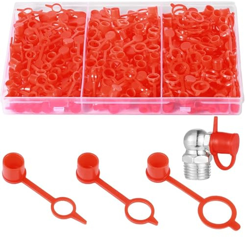 Nadinsta 210 Pezzi Tappo di Protezione per Ingrassatore in Plastica, M6 M8 M10 Tappo per Grasso, Rossi Tappo per Ingrassatore, Tappi Raccordi Idraulici per Ingrassatori per Auto, Moto e Camion