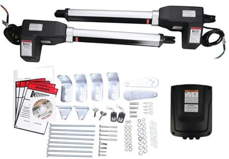 ZKLGS Moteur de Portail Coulissant, Ouvre-Porte battante LM902/230V, 400kg par vantail, avec 2 télécommandes, Double opérateur de Porte Automatique Robuste pour Moteur de Portail Coulissant