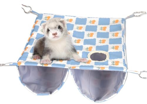 Hamaca de Doble Capa de hurón – Nest del sueño Interno con Aberturas de Varios Lados | Cama Suave para Mascotas pequeñas, Hamaca de Jaula acogedora para Hurones, Ratas, y Otros pequeños