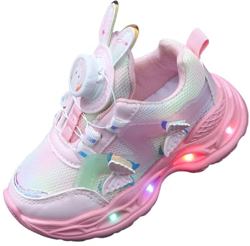 ZOUPREME Zapatillas Elsa Deportivas Luces para Niñas, Zapatos Princesa Luminosas para Niños, Girls Casual Sports Shoes Sneaker (B1-Rosa-Mesh2,29)