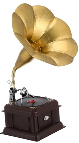 Mobestech Plattenspieler Mit Ständer Aus Holz Retro-Design Für Heimdekoration Plattenaufsatz Für Vintage-Stil Grammophon-Optik Für Nostalgie-Look