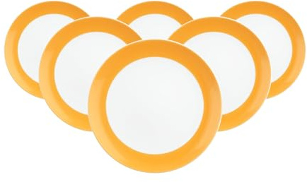 Seltmann Weiden Liberty Pure Colors Mango Orange Lot de 6 petites assiettes à pain, avec bord coloré, passent au lave-vaisselle et au micro-ondes, en porcelaine, 17,5 cm