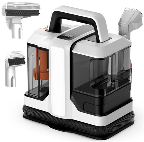 Pulitore portatile per tappeti e tappezzeria, smacchiatore profondo con potente aspirazione, ideale per sedili auto, animali domestici, scale, divani, include doppia testina
