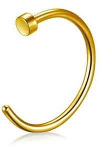 ESHIONER G23 Set piercing nasale finto in titanio per setto nasale Anello finto per labbro Anelli per cartilagine Anelli sottili piccoli per elice Ipoallergenici a forma di C 20G 10MM Oro