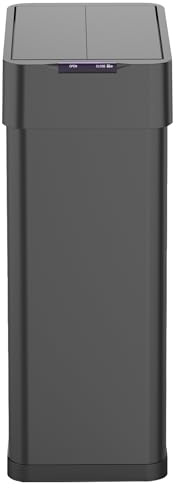 Poubelle de cuisine automatique 70L SILVERLAKE BLACK en acier Inox avec cerclage Ouverture papillon grande capacité