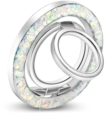 UJBVCX Handy Ring Halterung Magnetisch, Glitzer Fingerhalter, 360°Drehbarer Ringhalter, 2 Ringe Enthalten, Handy Griff Halter für Smartphones