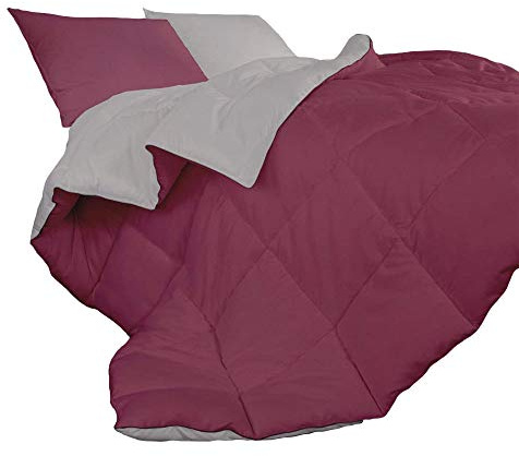 IlGruppone Piumino Invernale Caldo piumone 3 Misure Double Face Microfibra Anallergico - Bordeaux/Panna - 1 Piazza e Mezza