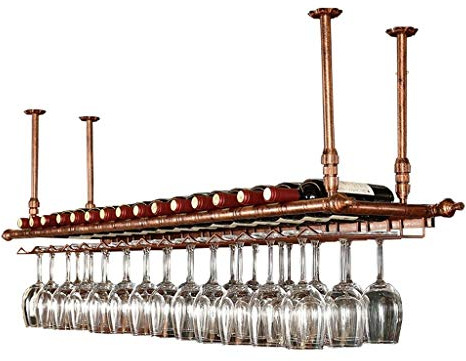 Wine Rack Ceiling Wine Racks | Hanging Wine Glass Holder | Vintage Wine Bottle Holder | Rustic Wall Mounted Wine Holder | Stemware Holder| Adjustable Height (Color : Bronze, Size : 120×30cm)1