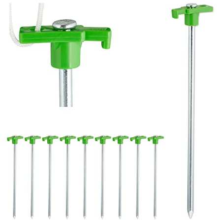 Relaxdays Felsbodenhering 10er Set, Erdanker für Harte Böden, 25 cm, Bodenanker, Zeltzubehör, Stahl verzinkt, hellgrün, 25 x 4 x 1.5 cm