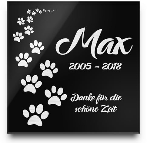 CHRISCK design Gedenktafel mit Gravur Grabstein Rosen 100% Kratzfest und witterungsbeständig Grabplatte aus Hochglanz Acrylglas 40x40 cm für Menschen und Tiere Hunde Katze Hund Katzen