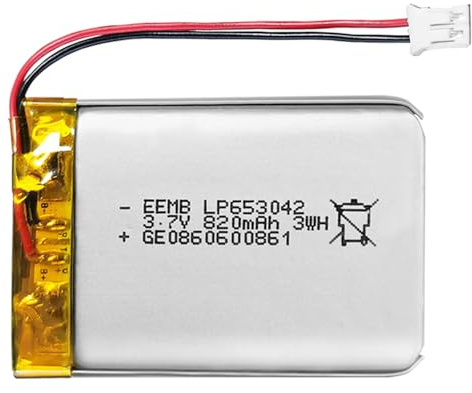 EEMB Lithium Polymer battery 3.7V 820mAh 653042 Lipo Rechargeable Battery Pack with wire JST Connector-confirm device & connector polarity before purchase