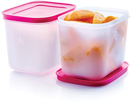 Tupperware Gefrier-Behälter 1,1L pink-weiß hoch G35 (2) EIS-Kristall Eiskristall 38369