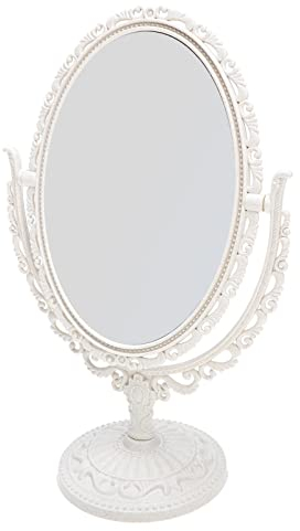 Lurrose Vintage Up Miroir de table Vintage Miroir de maquillage Miroir double face Table Cosmtique Pressé Cadre pour ? (Beige) Bureau Make