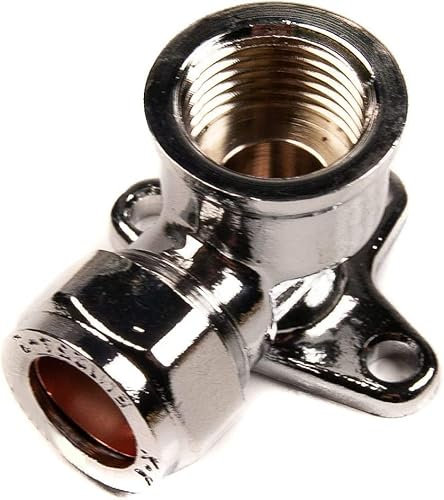 NPH 15mm x 1/2 Wall Plate Elbow Compression Chrome on Brass