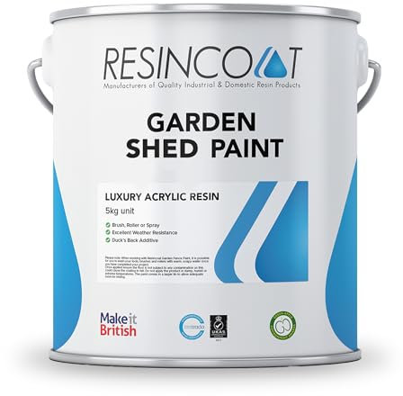 Resincoat Garden Shed Paint - Luxury Resin 1 Coat, Brush/Roller or Spray Applied Exterior Wood Finish, 5Kg (Anthracite)