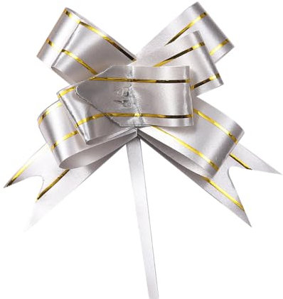 Wambere 30 Stück Geschenkschleife,Dekoschleife Ziehschleifen Weihnachtsschleife Schleifen für Geschenkverpackungen Weihnachtsdeko Hochzeitsdekoration Geburtstagsdekoration Partydekoration,Silber A