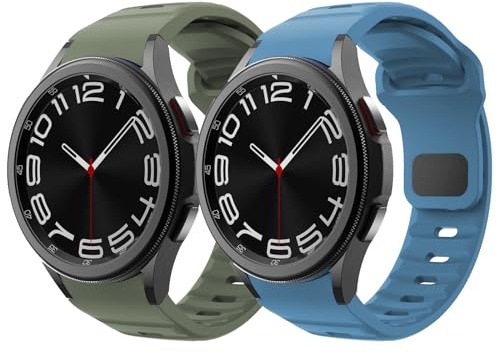 2 Pack 20mm No Gap Silikonarmband für Samsung Galaxy Watch Frauen Männer | Sportarmband für Samsung Galaxy Watch 7/6/5/4/FE 40 44mm/Watch 6 Classic 43 47mm/Watch 5 Pro 45mm/4 Classic 42 46mm/Active 2