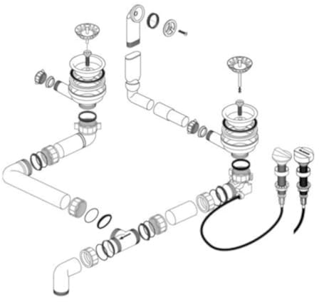 Desagüe 2 x 3,5 pulgadas colador con mando a distancia rebosadero redondo 222769, para fregadero BLANCO, sifón, cesta colador, desagüe para fregadero de cocina, desagüe para fregadero de cocina, sifón