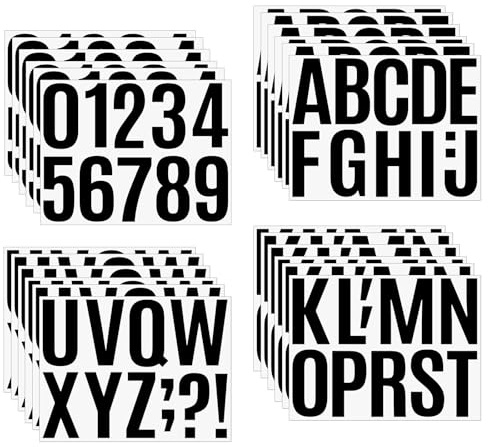 Zfseyuh 24 Feuilles Lettres Autocollantes,10 cm Imperméable Lettres Adhesives,Chiffres Adhesifs Utilisé pour Marquer les Numéros D'adresse des Fenêtres et Des Portes(Noir)