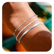 Halora Armband Damen Silber Armbänder Set Silberarmband Armkette Damenarmband Schmuck Geschenk für Sie Silver Bracelet Women 16 cm+5 cm