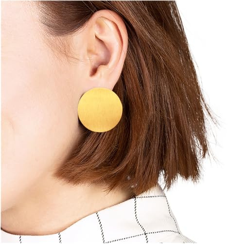 Große Statement Ohrringe • Gebürstete Edelstahl Ohrstecker 18k vergoldet • Boho Style Scheiben Ohrschmuck • nachhaltig & handgemacht • Ø 30mm