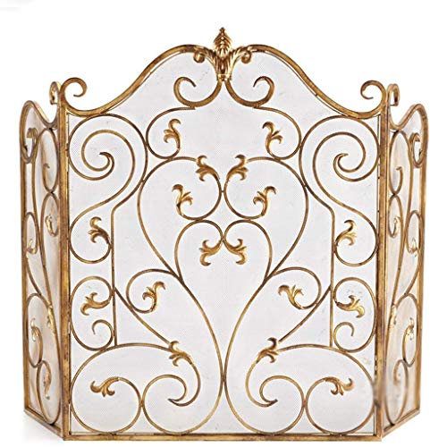 CCKUYT Pare-feu/Pare-étincelles pour cheminée de Salon, Noyau de cheminée avec Grille, cloison en Fer forgé, Gaine décorative Creuse