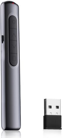 Presentador 2 en 1, Presentador Inalámbrico, Puntero Inalámbrico para Presentaciones con Hipervínculo y Control de Volumen, Presentador con Puntero Láser, Presentador de PowerPoint para Windows/Linux/