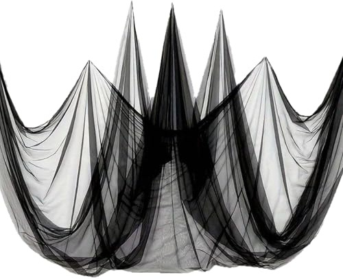 Tela de telaraña de Halloween, 215 x 500 cm, tela espeluznante para fiestas de Halloween, interior y exterior, decoración de terror para puertas, ventanas, jardín, decoración de ventanas