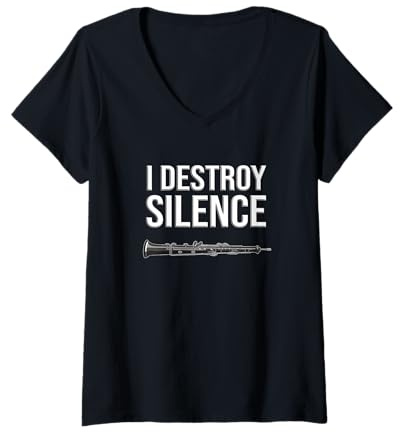 Donna Oboe - Distruggo Il Silenzio, Divertente Regalo Oboist, Divertente Oboe Maglietta con Collo a V