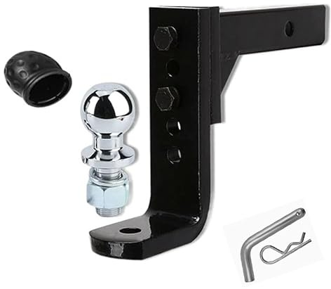 Support d‘Attelage Réglable en Hauteur avec Fixation 5 Troux et Boule de 50mm – Capacité de Charge 4000kg pour Remorques, Camping-Cars, Fourgons Aménagés et Caravanes