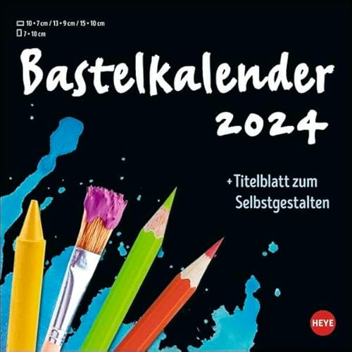 Bastelkalender 2024 schwarz klein. Blanko-Kalender zum Basteln und Verschenken mit extra Titelblatt für eine persönliche Gestaltung. Foto- und Bastelkalender 2024. Quadratisch 17 x 17 cm.