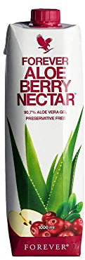 Forever Living Products Aloe Berry Nectar, 1000 ml, Cranberry-Apfelgeschmack, Aloe Vera Gel, 90,7 % reines Aloe-Vera-Gel, ohne zusätzliche Konservierungsstoffe, glutenfrei