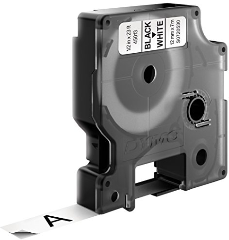 DYMO 45013 Standard D1 Beschriftungsband für LabelManager Etikettenhersteller, schwarzer Druck auf weißem Band, 1,27 cm B x 68 cm L, 2 Stück