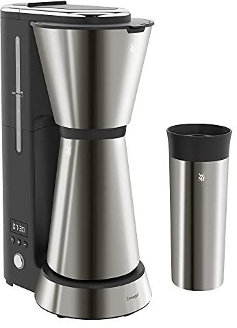 WMF Kitchenminis Cafetière filtre isotherme, 750 ml, 5 tasses, Coloris Graphite, Design compact et élégant, 1 mug isotherme étanche inclus, Inox 18/10 Cromargan, Ecran LCD 0412260041