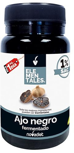 Novadiet - ELEMENTALES AJO NEGRO FERMENTADO Cápsulas con Ajo Negro - Complemento Alimenticio - Para la Salud Cardiovascular y Controlar Niveles de Glucosa - 30 Cápsulas Vegetales