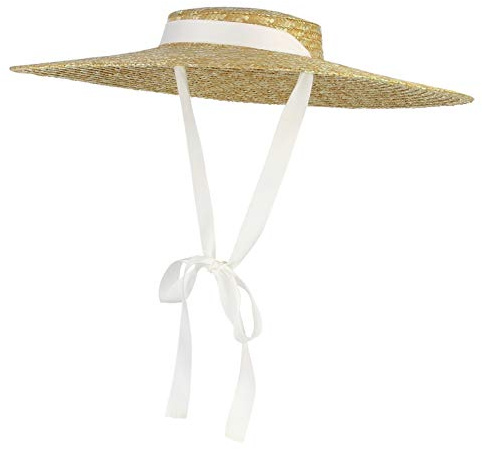 HNGM Chapeau Paille Chapeau d'été Femme Blanc Protection Solaire