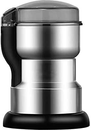 BAIAA Moulin à Café électrique Et à épices, Grande Capacité en Acier Inoxydable 304, Portable, Utilisé pour Les Grains De Café, Les épices, Les Noix, Les Céréales (Silver Gray)