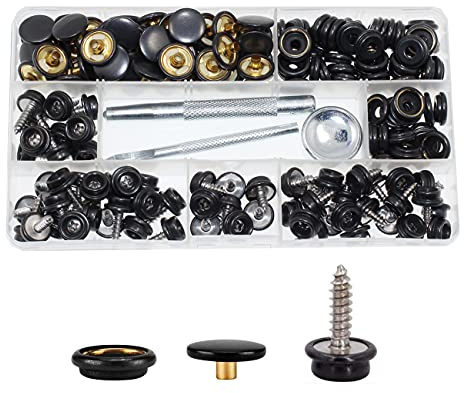 BetterJonny 180pcs Schrauben Druckknopf, 60 Sets Edelstahl Snap Fasteners Press Stud Kit mit 3 Stück Einstellung Werkzeug in Aufbewahrungsbox für Boot Abdeckung Möbel