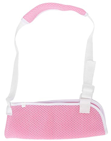 Kinder-Armschlinge, atmungsaktives Mesh, verstellbare Armstützen, Verstauchungs-Bruchbandage mit gepolstertem Schultergurt für gebrochene Arm-Handgelenk-Ellbogen-Schulter-Verletzungen(Rosa)(Large)