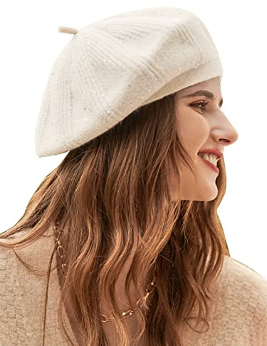 Wantonfy Damen Barett Mütze Baskenmütze Fischerhut Kunstpelz Bucket Cap | Winter, Warme, mit breiter Krempe,Flauschige Mütze