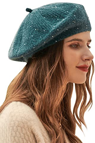 Wantonfy Damen Barett Mütze Baskenmütze Fischerhut Kunstpelz Bucket Cap | Winter, Warme, mit breiter Krempe,Flauschige Mütze