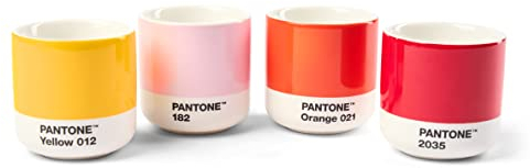 PANTONE China Macchiato - Set di 4 tazze termiche, colore: Giallo 12 C, Red2035 C, arancione 021 C, rosa chiaro 182C