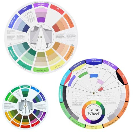 CIOUYAOS 3PCS Color Wheel, Farbkreis Pocket Color Wheel Kreative Diameter Color Mixing Guides, Wasserdicht Farbrad Kunst Lehrmittel für Make-up Blending Board Chart
