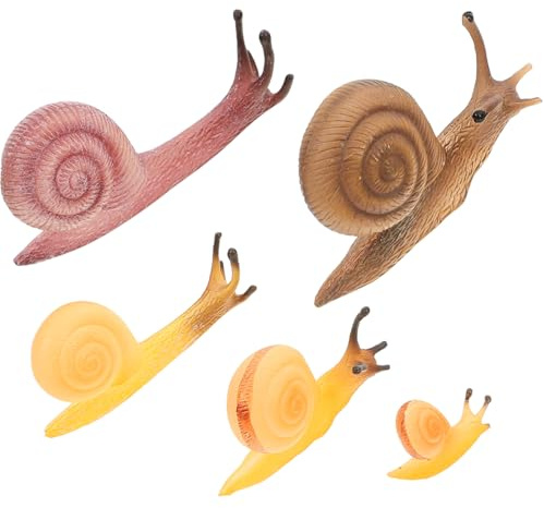 TOYANDONA Figurine Escargot Réaliste en Plastique 5 Pièces Jouet Escargot Miniature Décoration Jardin Et Éducative pour Enfants Collection Animaux Simulation