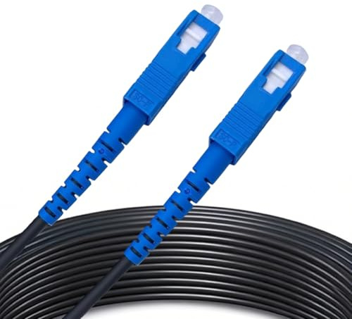Elfcam® -60m Cavo in Fibra Ottica per Cavo Esterno SC/UPC a SC/UPC OS2 Simplex Monomodale Cavo Diametro 5,0 mm, 60 Metri