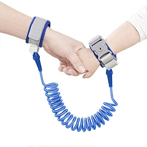 Ineffbb Baby Reins Anti Lost Safety Wrist Link 2.5M Child Walking Leash with Key Lock 360°Rotate Wrist Straps for Toddlers-Blue